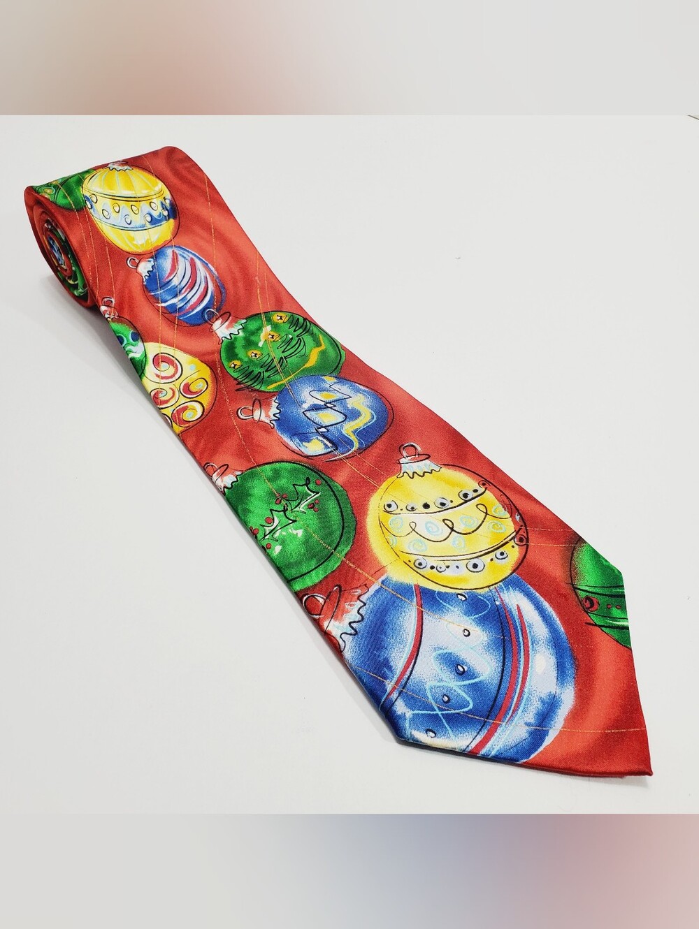 J. Garcia Men's Silk Neck Tie Multicolor Christmas Ornament Theme